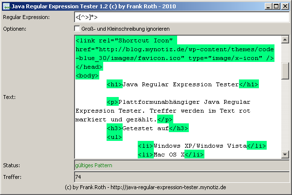 java regex tester